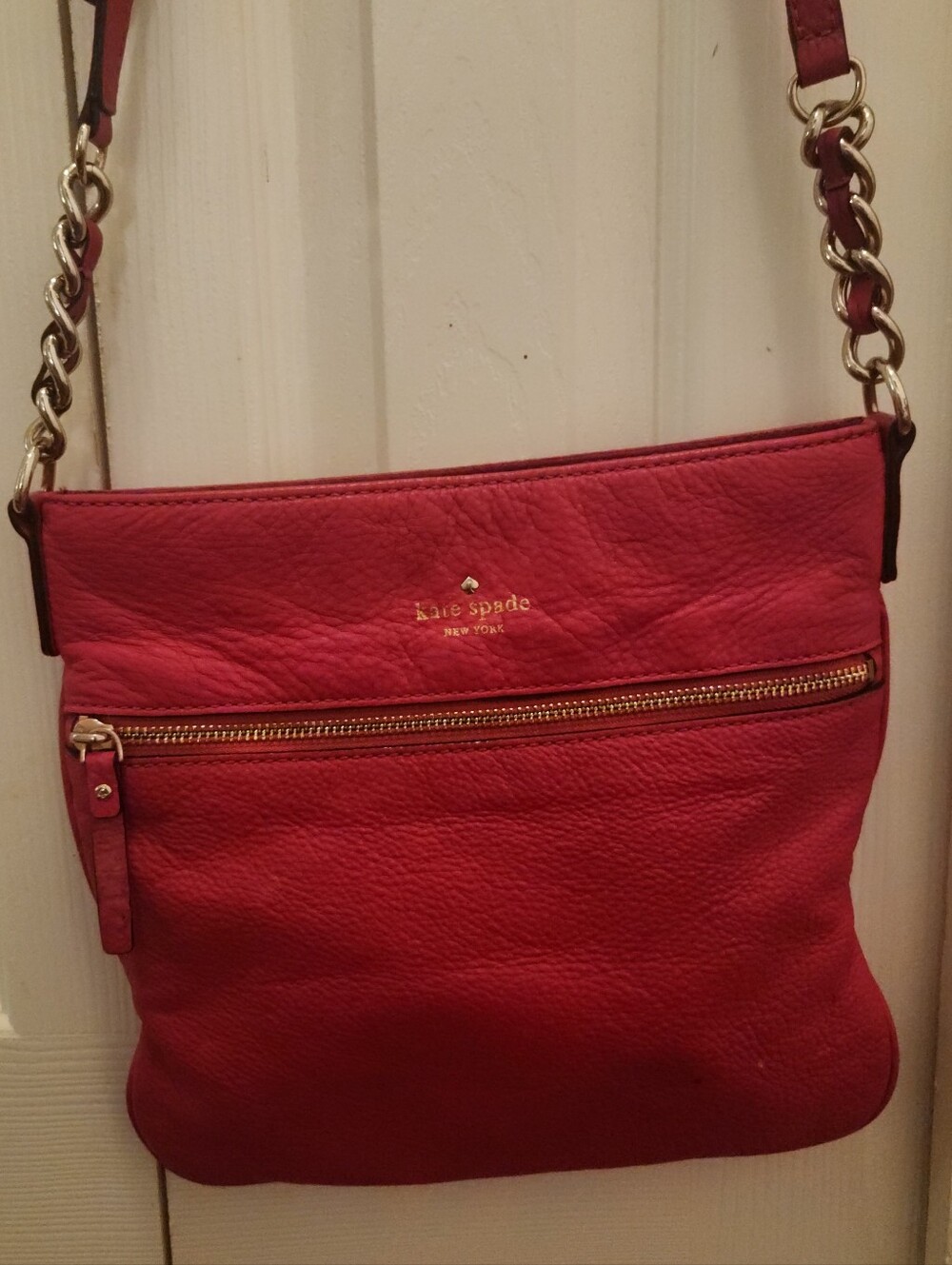 Kate Spade Pink Pebbled Leather Chain-Accent Crossbody Great Condition!!